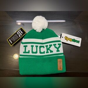 Tipsy Elves Green and White 'LUCKY' Beanie